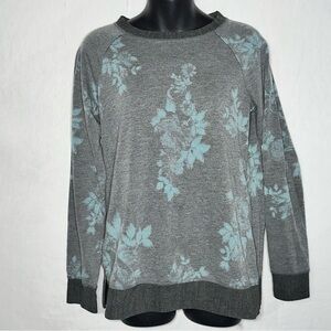 MAURICES Women’s XS Grey Floral Pullover Sweatshirt Raglan Long Sleeve Casual
